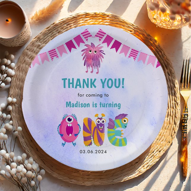 Cute Colourful Our Little Monster Birthday Party  Paper Plate (Creator Uploaded)