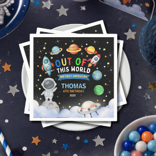 Cute Colourful Out Of Space Birthday Party Napkin