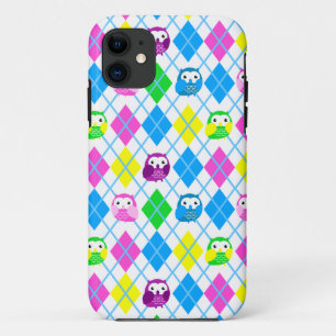 Cute Colourful Owl Argyle iPhone 11 Case