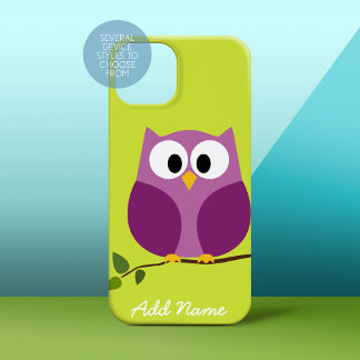 Cute Colourful Owl Cartoon Script Name iPhone 16 Case