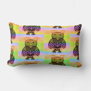 cute colourful owl design pattern print pillow