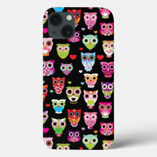 cute colourful owl kids pattern iPhone 13 case