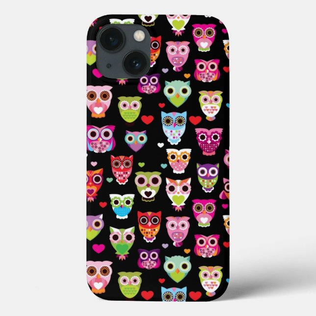 cute colourful owl kids pattern Case-Mate iPhone case (Back)