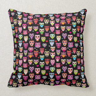 cute colourful owl kids pattern cushion