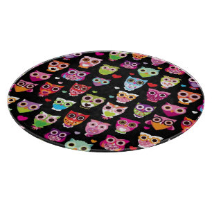 cute colourful owl kids pattern cutting board