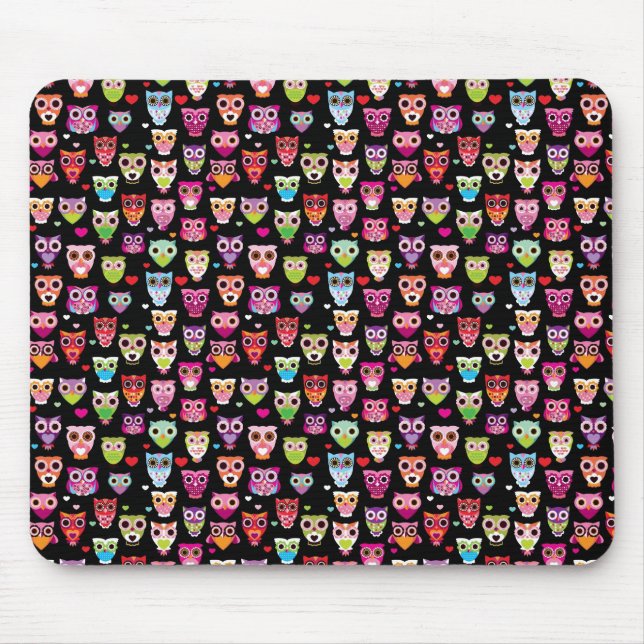 cute colourful owl kids pattern mouse pad (Front)