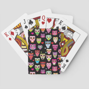 cute colourful owl kids pattern playing cards
