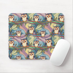 Cute Colourful Owl Pattern Mouse Pad