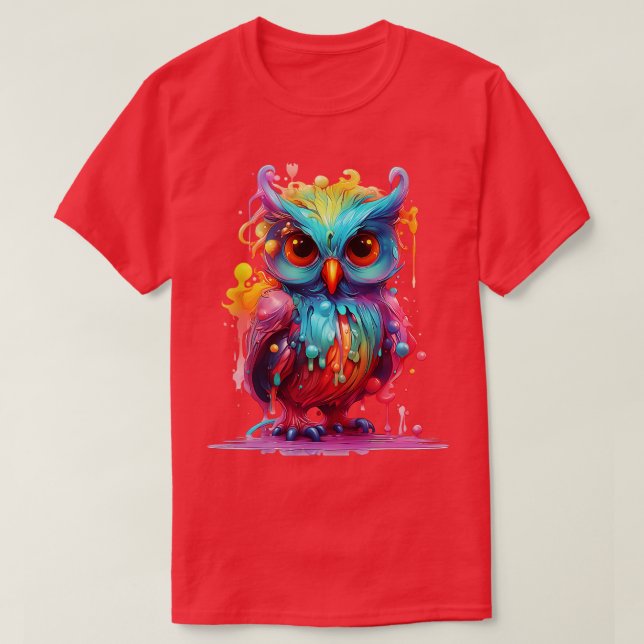 Cute Colourful Owl T-Shirt (Design Front)