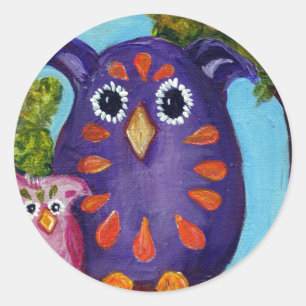 Cute Colourful Owls for the Owl Lovers Classic Round Sticker