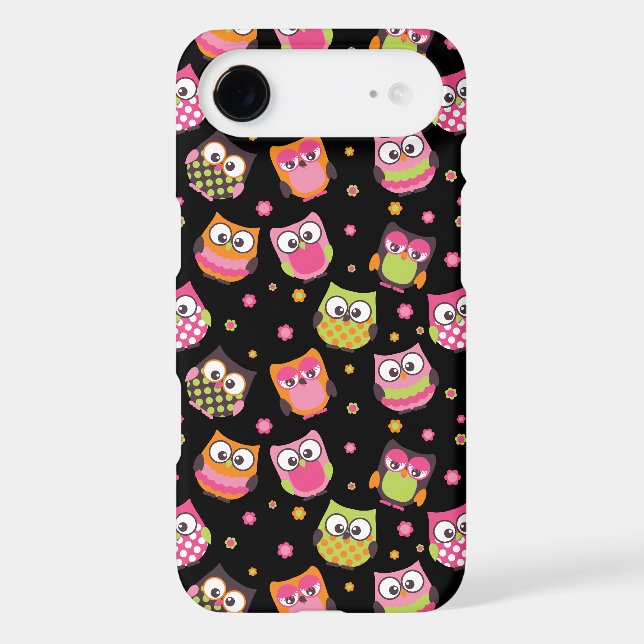 Cute Colourful Owls iPhone Case (black) (Back)