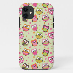 Cute Colourful Owls iPhone Case (light green)