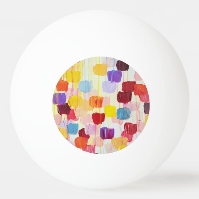 Cute colourful painting flowers ping pong ball (Front)