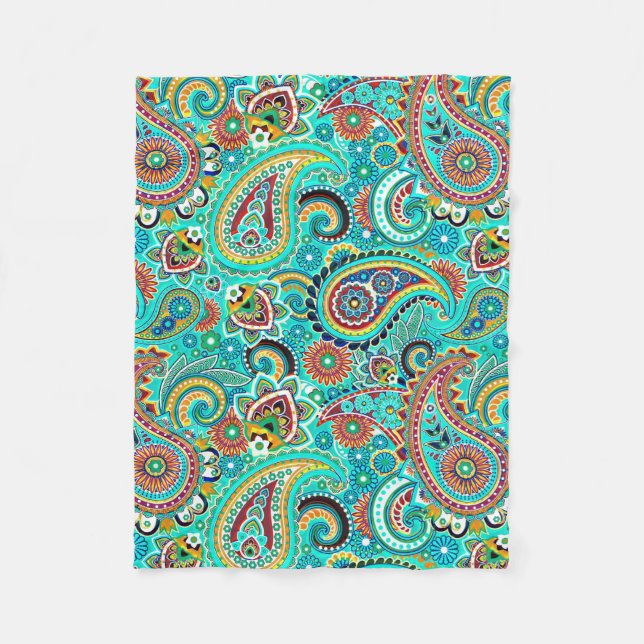 Cute Colourful Paisley Fleece Blanket (Front)