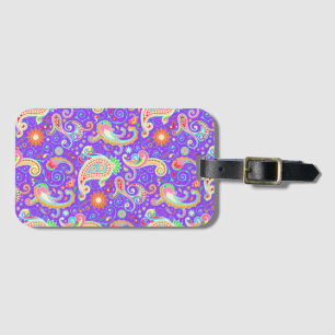 Cute colourful paisley pattern neck tie luggage tag