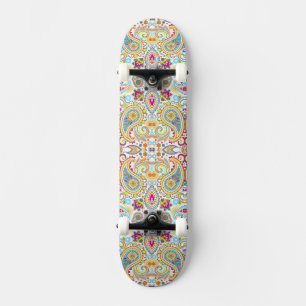 Cute colourful paisley pattern tablecloth skateboard