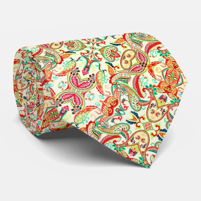 Cute colourful paisley pattern tie (Rolled)