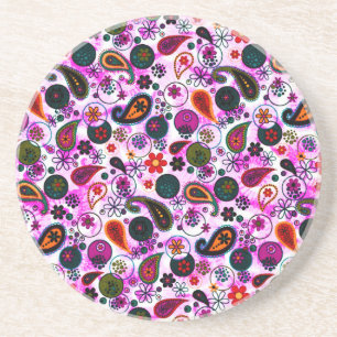 Cute colourful paisley patterns coaster