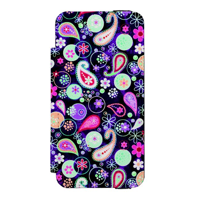 Cute colourful paisley patterns incipio iPhone wallet case (Folio Front)