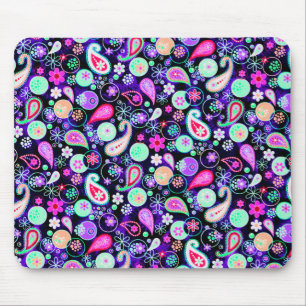 Cute colourful paisley patterns mouse pad