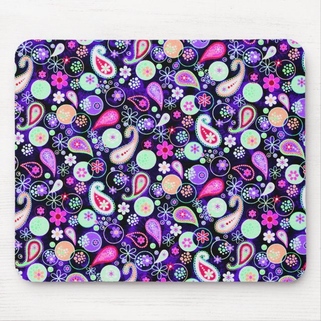 Cute colourful paisley patterns mouse pad (Front)