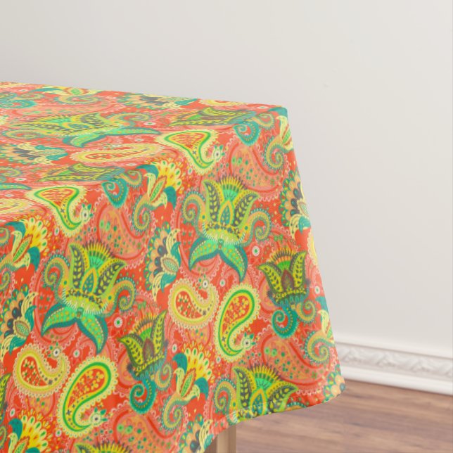 Cute colourful paisley patterns tablecloth (In Situ)