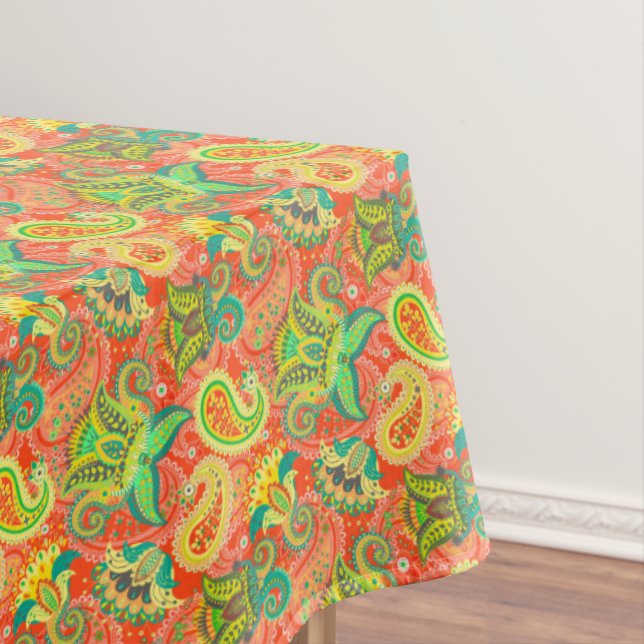Cute colourful paisley patterns tablecloth (In Situ)