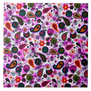 Cute colourful paisley patterns tile