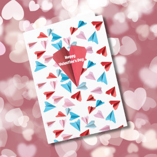 Cute Colourful Paper Aeroplane, Custom Photo Holiday Card