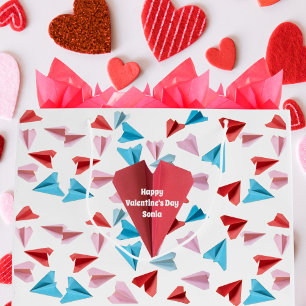 Cute Colourful Paper Aeroplane,Custom Valentine Da Large Gift Bag