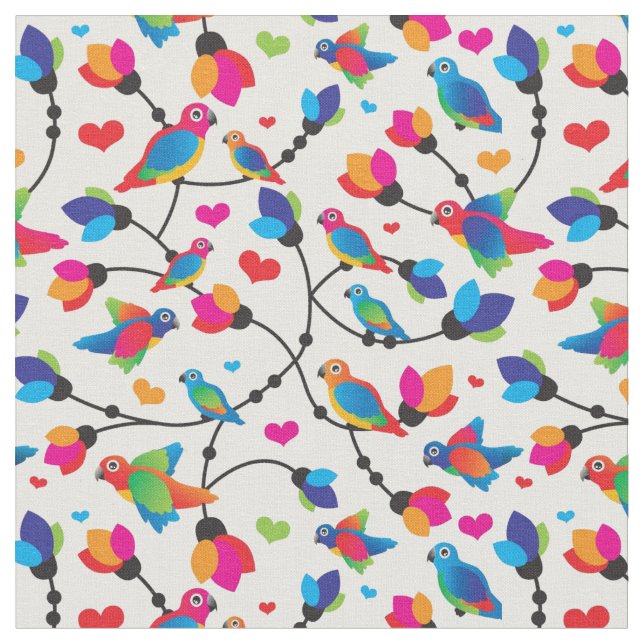 cute colourful parrot bird fabric (Close Up)