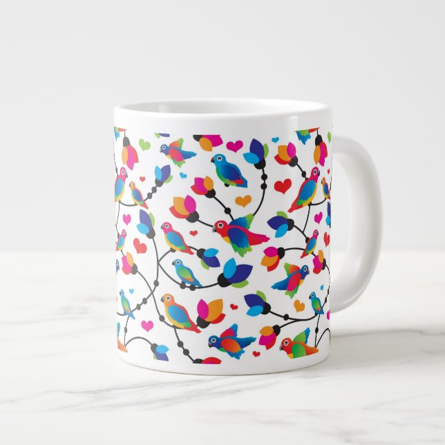 cute colourful parrot bird large coffee mug (Front Right)