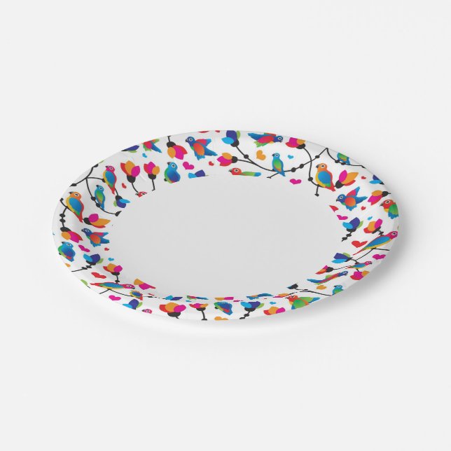 cute colourful parrot bird paper plate (Angled)