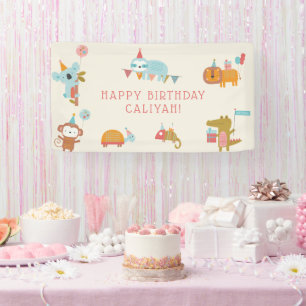 Cute & Colourful Party Animals Kids Birthday Party Banner