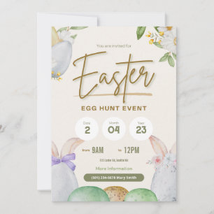 Cute Colourful Pastel Easter Egg Hunt Invitation