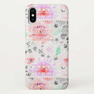 Cute colourful pastel floral aztec iPhone x case