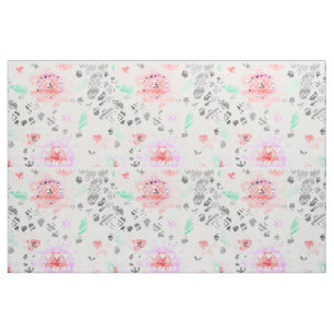 Cute colourful pastel floral aztec fabric