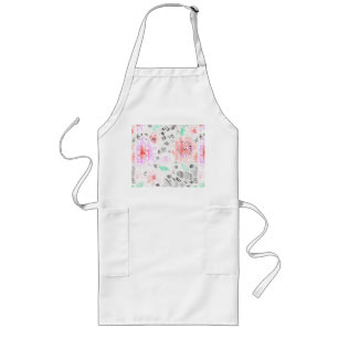Cute colourful pastel floral aztec long apron