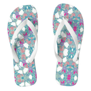 Cute colourful pastel floral garden thongs