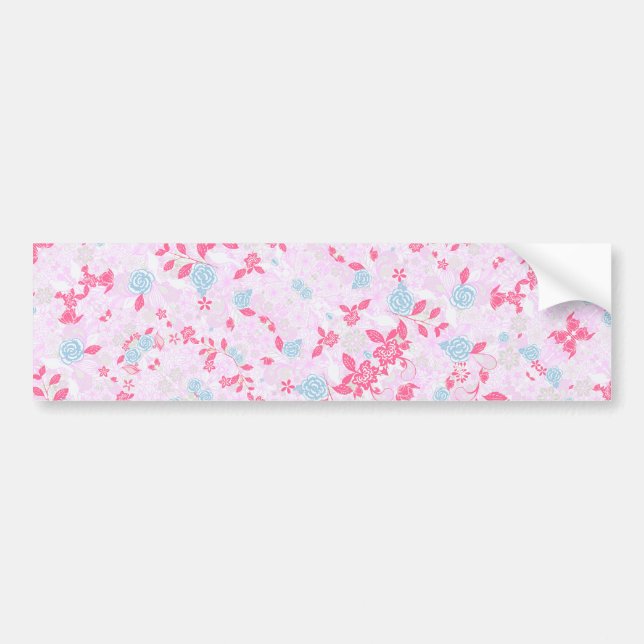 Cute colourful pastel floral pattern bumper sticker (Front)