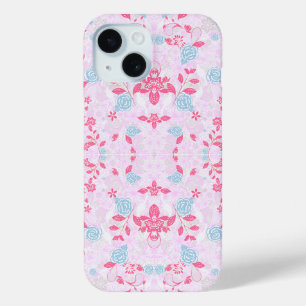Cute colourful pastel floral pattern iPhone 15 case