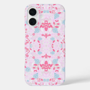Cute colourful pastel floral pattern iPhone 16 case