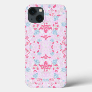 Cute colourful pastel floral pattern iPhone 13 case
