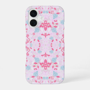 Cute colourful pastel floral pattern iPhone 16 case