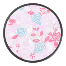 Cute colourful pastel floral pattern Low-Top sneak Hockey Puck