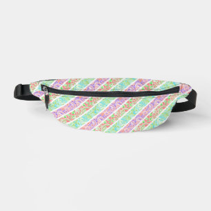 Cute colourful pastel flowers stripes bum bags