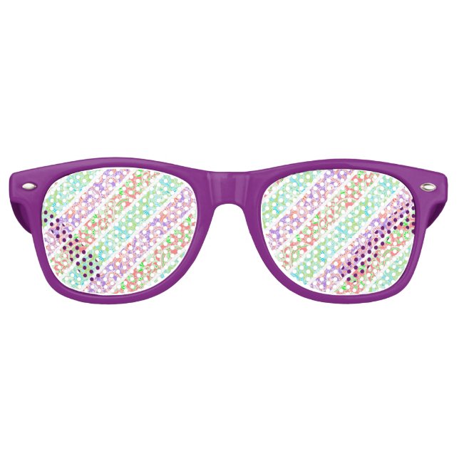 Cute colourful pastel flowers stripes retro sunglasses (Front)