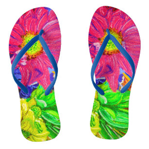 Cute colourful pastel flowers thongs