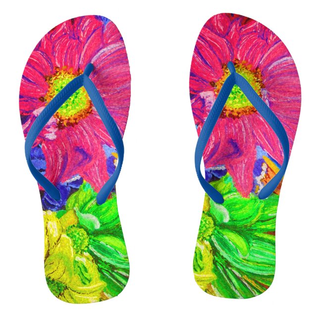 Cute colourful pastel flowers thongs (Footbed)