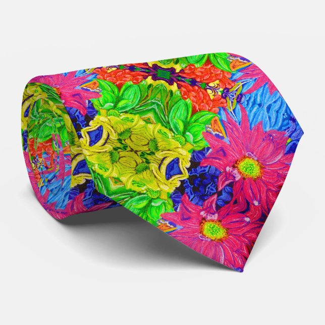 Cute colourful pastel flowers tie (Rolled)